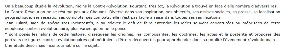 La Contre-Révolution Jean Tulard