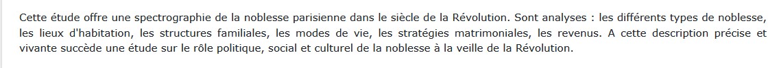 La Noblesse de Paris au XVIIIe siècle, Mathieu Marraud 