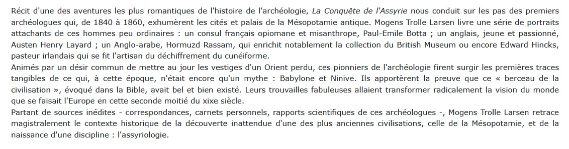 La conquête de l'Assyrie 1840-1860, Morgens Trolle Larsen