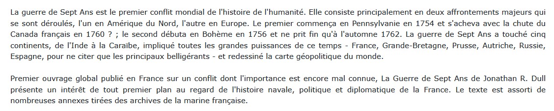 La guerre de Sept ans Jonathan Dull