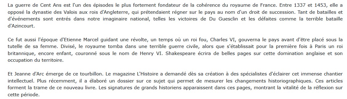 La guerre de cent ans, Fabrice D'Almeida