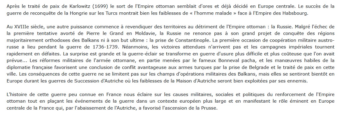 La guerre des Russes et des Autrichiens contre l'Empire ottoman