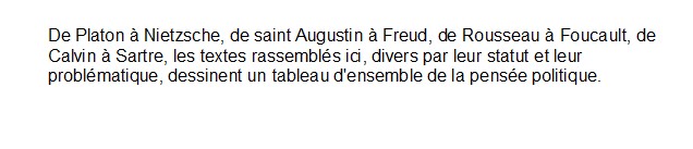 La pensée politique, Dominique Colas