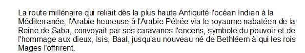 La route de l'encens, Dominique Champault 