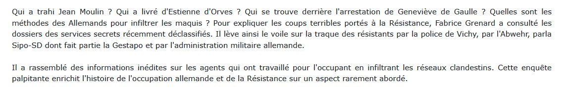 La traque des résistants, Fabrice Grenard