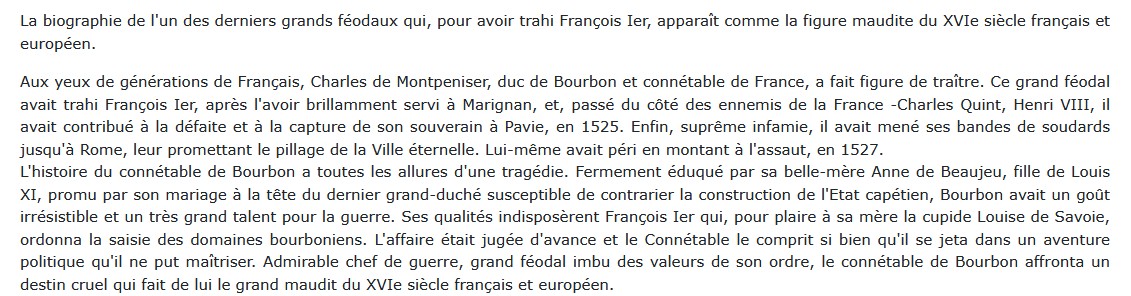 Le Connétable de Bourbon Jean-Joël Brégeon