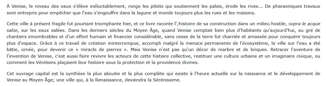 Le Moyen-Âge de Venise, Elisabeth Crouzet-Pavan