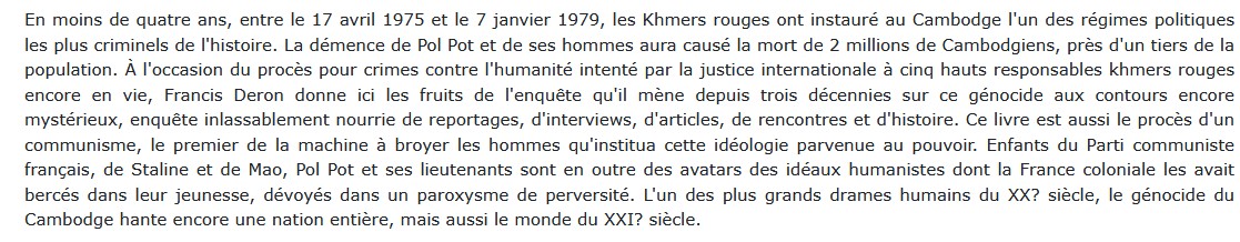Le Procès des Khmers Rouges , Francis Deron