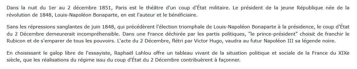 Le coup d'état du 2 décembre 1851, Raphaël Lahlou 