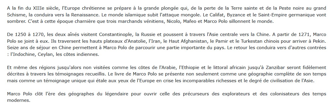 Le devisement du monde, Marco Polo 
