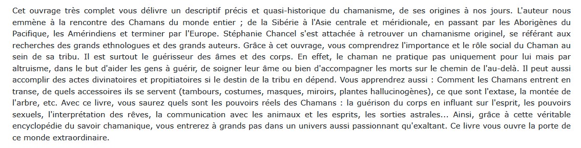 Le grand livre du chamaniste, Stephane Chancel