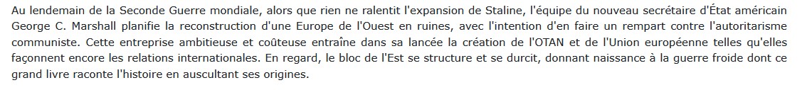 Le plan Marshall - À l'aube de la Guerre froide, Benn Steil