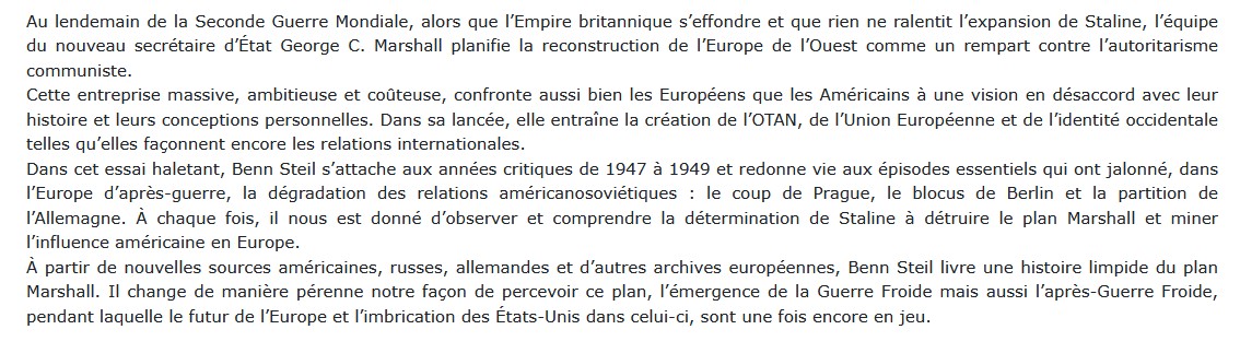 Le plan Marshall Benn Steil