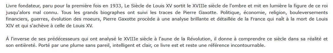 Le siècle de Louis XV, Pierre Gaxotte