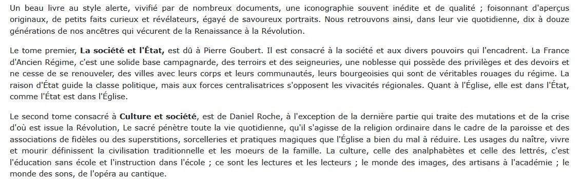 Les Français et l'Ancien Régime - Tome 1, Pierre Coubert et Daniel Roche
