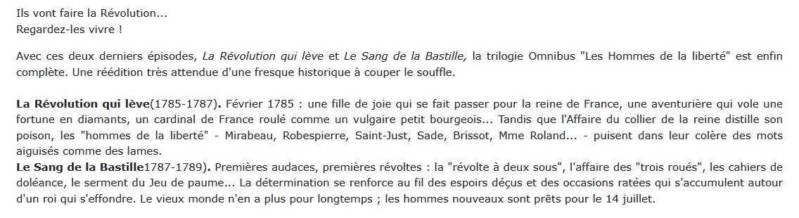 Les Hommes de la liberté, Claude Manceron