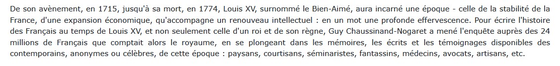 Les français sous Louis XV, Guy Chaussinand-Nogaret