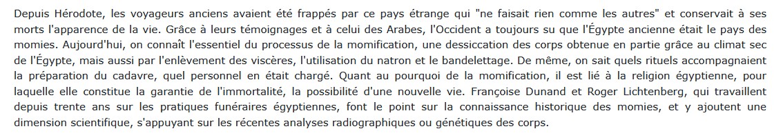 Les momies Françoise Dunand et Roger Lichtenberg