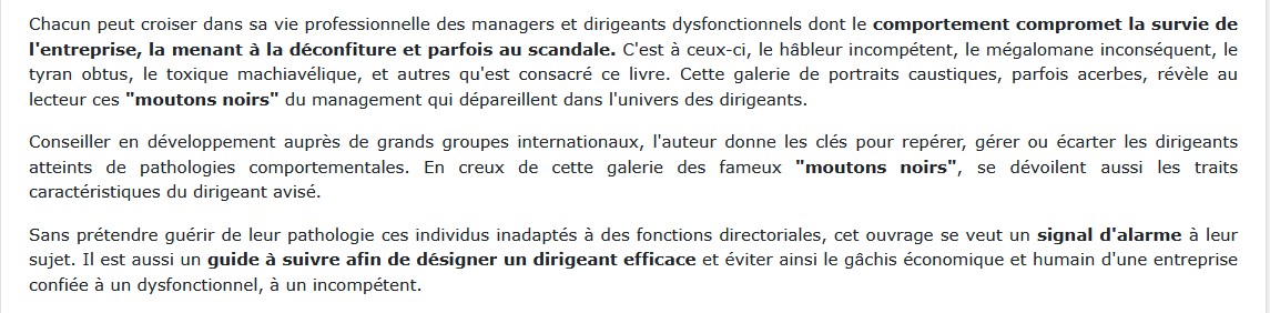 Les moutons noirs du management , Hugues Chevalier