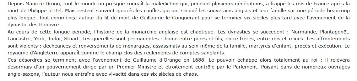 Les rois maudits d'Angleterre, Alain Bournazel 