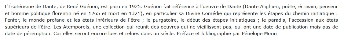 L'ésotérisme de Dante, René Guénon