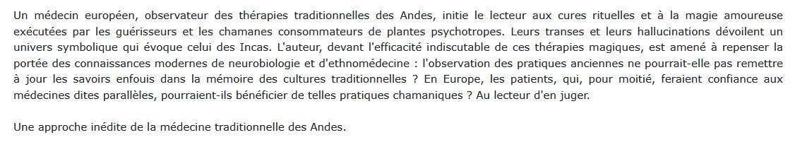 Médecins et chamanes des Andes, François Luis-Blanc