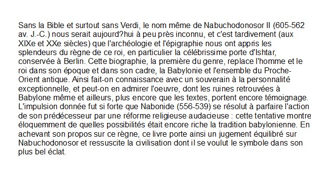 Nabuchodonosor II - Roi de Babylone, Daniel Arnaud