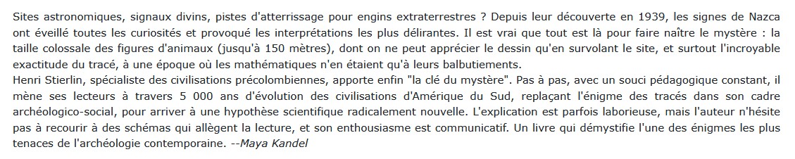 Nazca : la clé du mystère, Henri Stierlin 