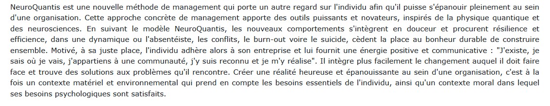 Neuroquantis - L'entreprise Neuro-Quantique , Olivier Masselot