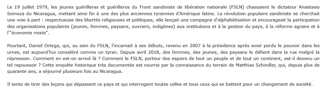 Nicaragua du triomphe Sandiniste à l'insurrection démocratique