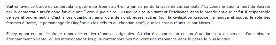 On a perdu la guerre de troie - Propos et polémiques sur l'Antiquité, Moses I. Finley 