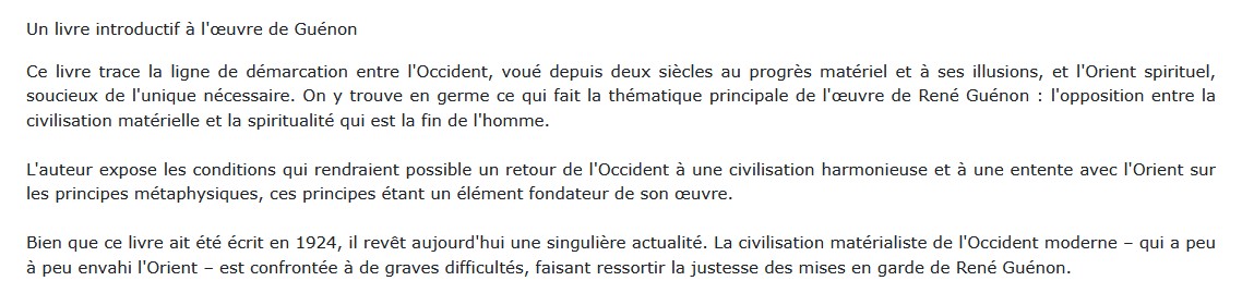 Orient et Occident René Guénon,