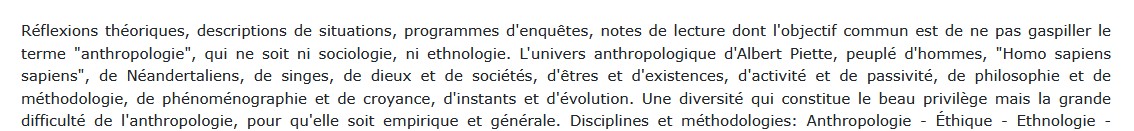 Propositions anthropologiques - Pour refonder la discipline, Albert Piette