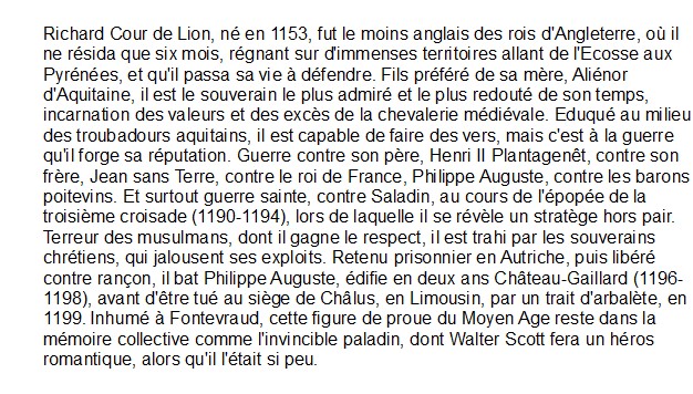 Richard Coeur de Lion, Georges Minois