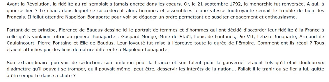 Servir l'empereur ou trahir la France ?, Florence de Baudus 