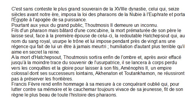 Thoutmosis III - Ou l'apogée de l'Egypte