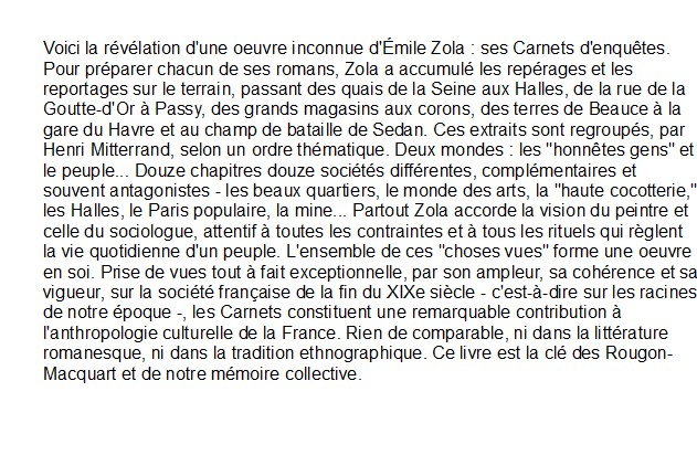 Une ethnographie inédite de la France, Emile ZOLA