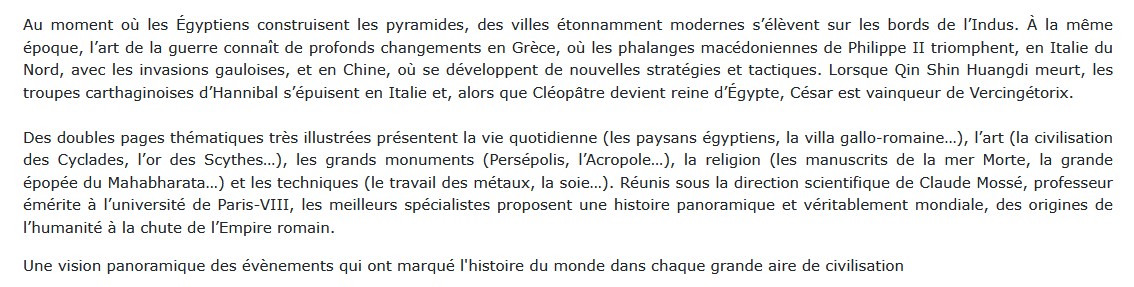 Une histoire du monde antique - Tome 1, Larousse 