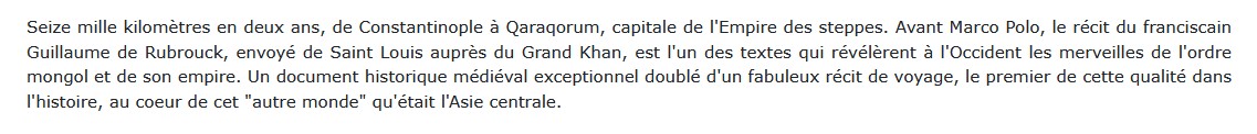 Voyage dans l'Empire mongol 1253-1255