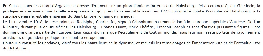 la saga des Habsbourg , Jean des Cars