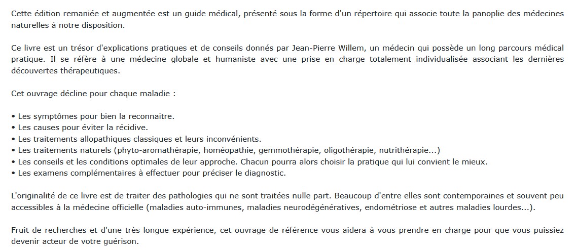 100 ordonnances naturelles pour 100 maladies courantes, Jean-Pierre Willem 