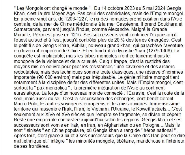 Gengis Khan revue Historia