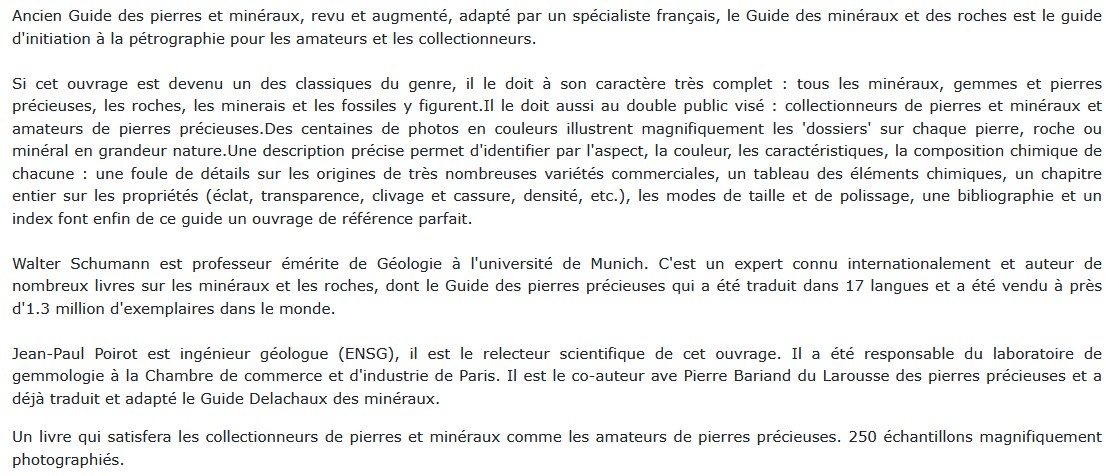 Guide des minéraux et des roches, Walter Schumann