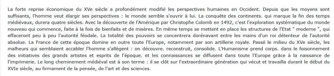 Histoire du Moyen Age (XVe-XVIe siècles)