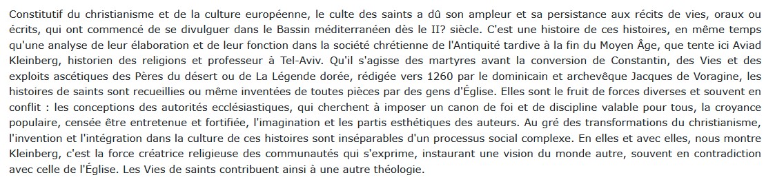 Histoires de saints - Leur rôle dans la formation de l'Occident