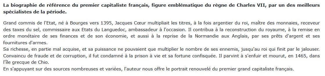 Jacques Coeur (1400-1456), Jacques Heers 