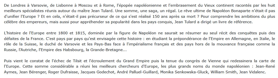 L'Europe au temps de Napoléon, Jean Tulard 