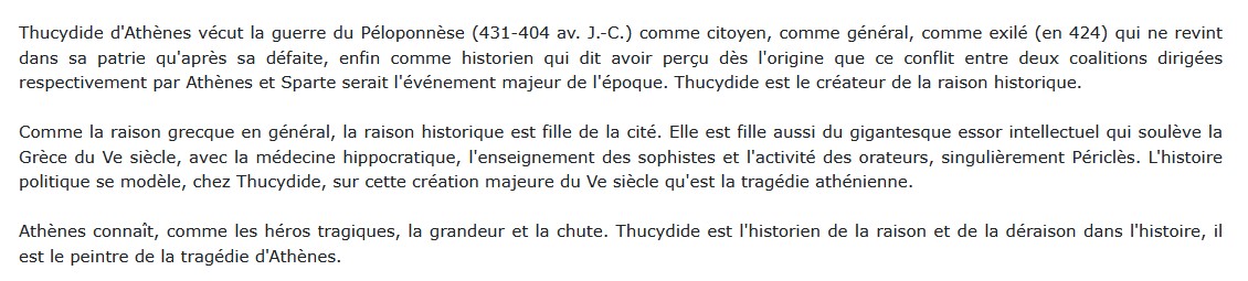 La Guerre du Péloponnèse, Thucydide 