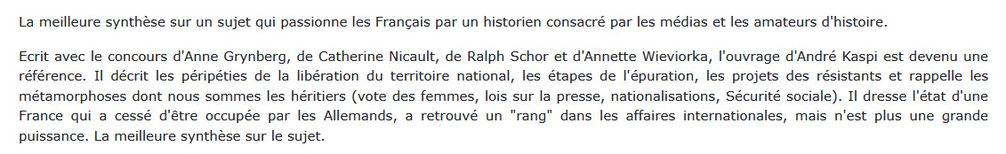 La Libération de la France André Kaspi