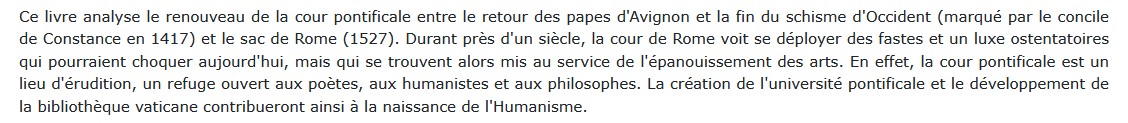 La cour pontificale au temps des Borgia et des Médicis 1420-1520